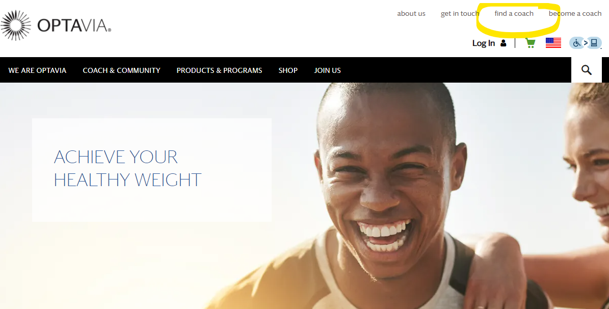 Find a coach on the Optavia website